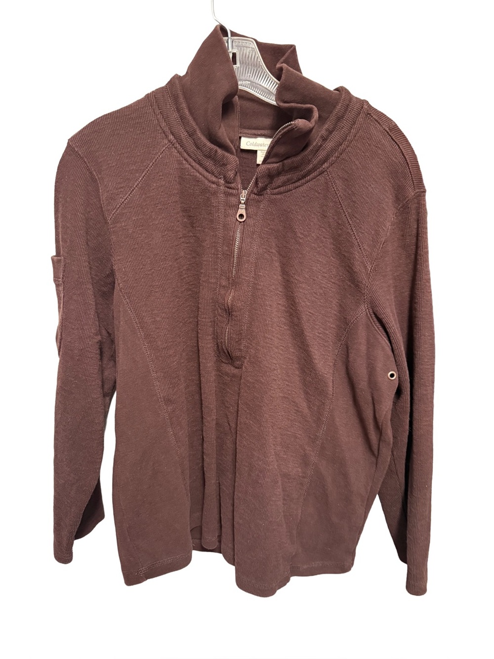 Coldwater Creek Women's 1X Chocolate Brown Corduroy Zip Up Top